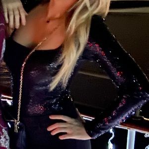 Leith black sequin bodysuit
